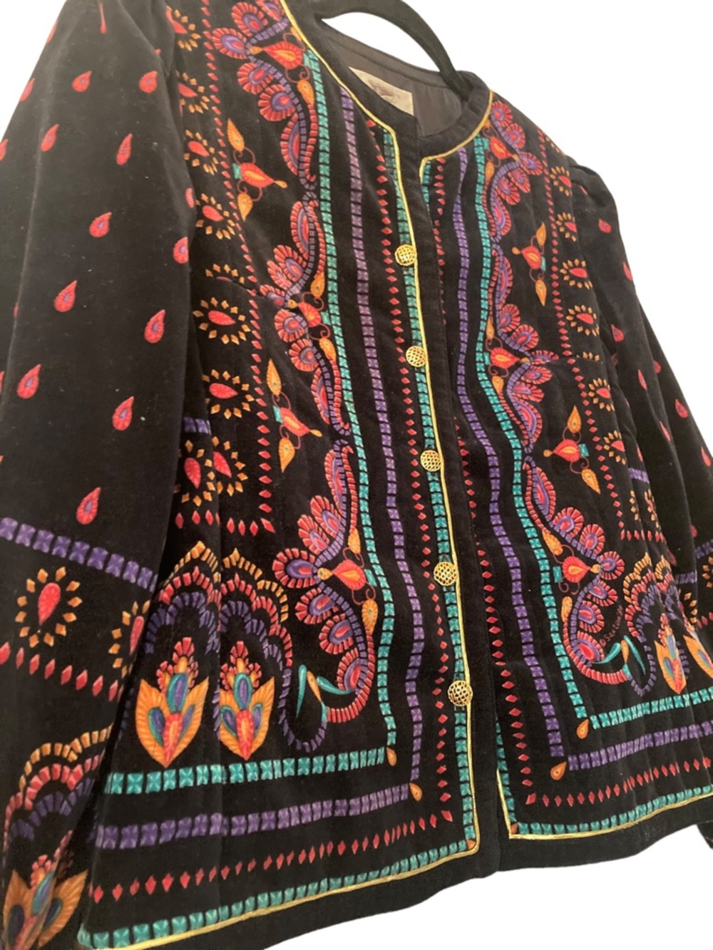 Vintage 1980’s Saxton Hall Embroidered Velvet Jacket with Multicolor Accents - Picture 16 of 16